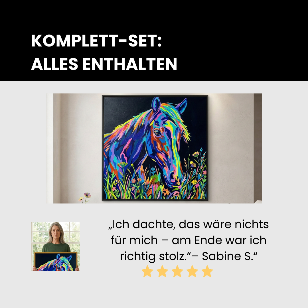 Malen nach Zahlen für Erwachsene: Edles Pferde Motiv als Premium Set