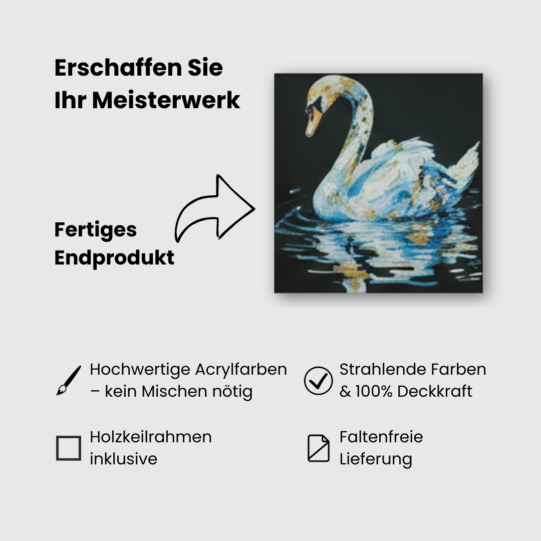 Malen nach Zahlen für Erwachsene: Edles Schwan Motiv als Premium Set