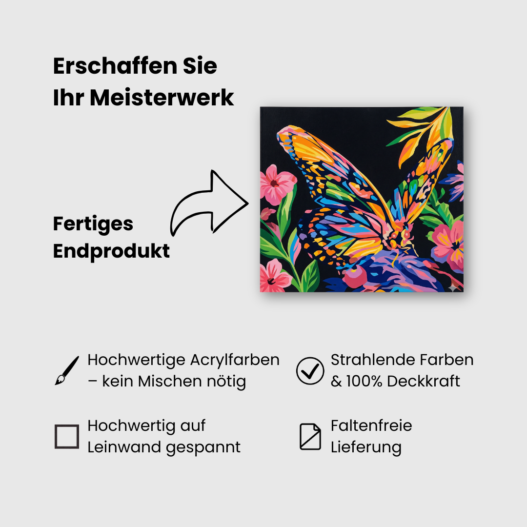 Malen nach Zahlen für Erwachsene: Edles Schmetterlings Motiv als Premium Set