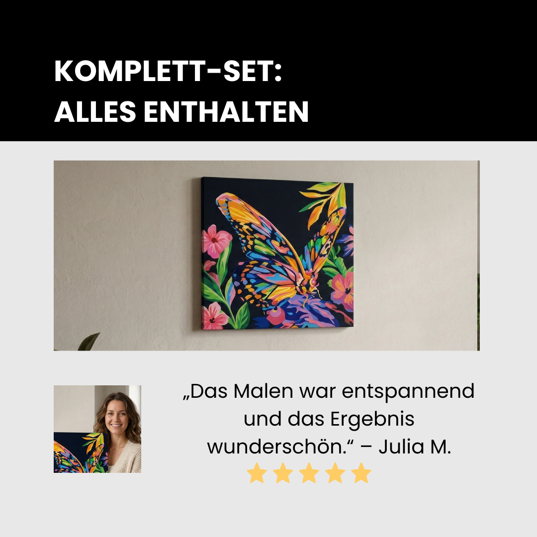 Malen nach Zahlen für Erwachsene: Edles Schmetterlings Motiv als Premium Set